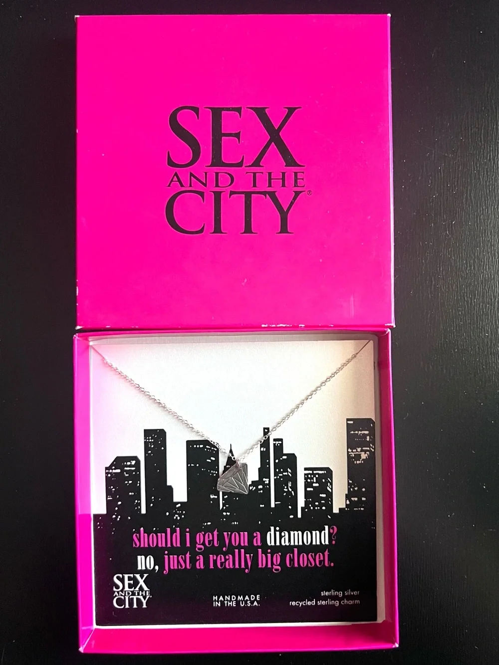 Sex and the City Sterling Silver Diamond Charm Necklace 2010 HBO